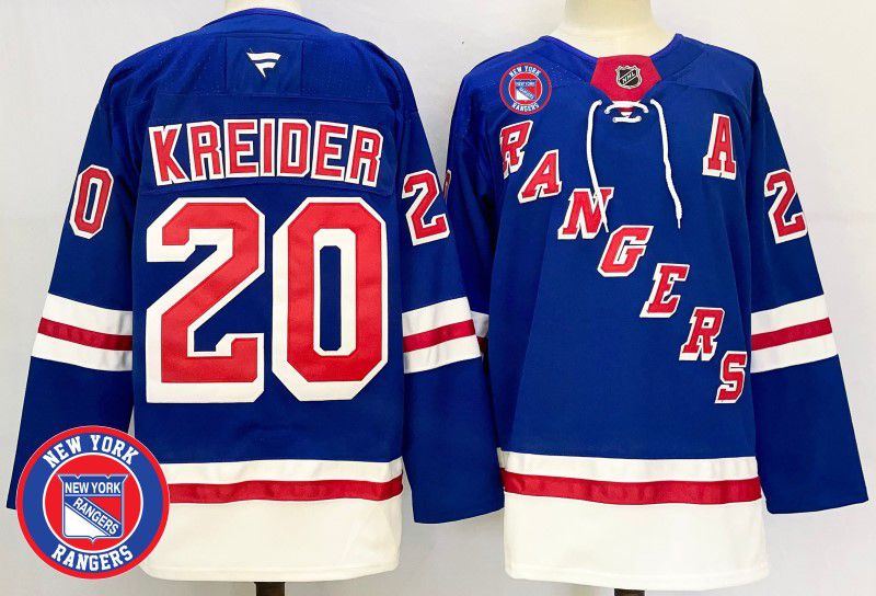 Men New York Rangers 20 Kreider Blue Fanatics 2025 NHL Jersey style 7